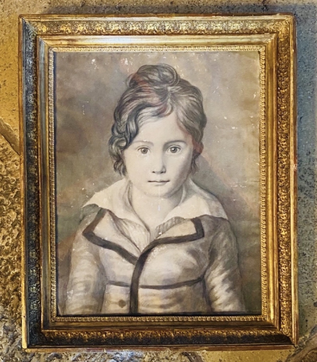 PORTRAIT D’ENFANT EN BUSTE AU FUSAIN, ÉPOQUE RESTAURATION-photo-2