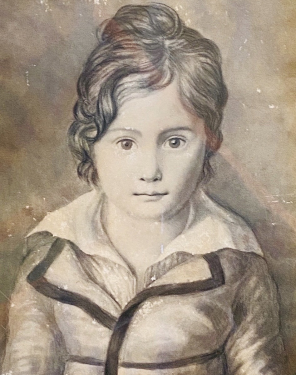 PORTRAIT D’ENFANT EN BUSTE AU FUSAIN, ÉPOQUE RESTAURATION-photo-2