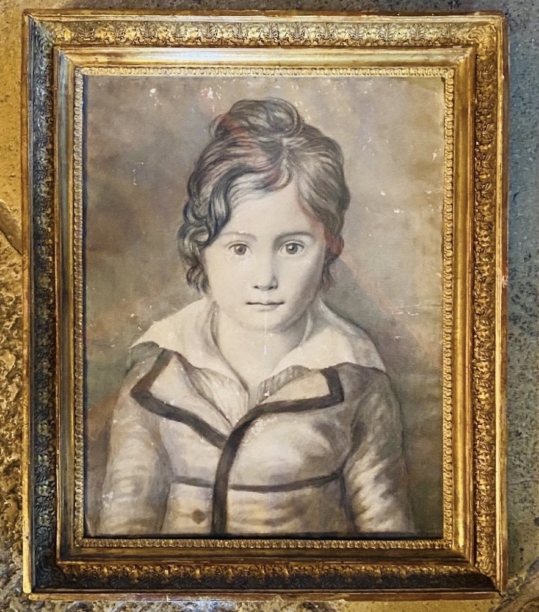 PORTRAIT D’ENFANT EN BUSTE AU FUSAIN, ÉPOQUE RESTAURATION