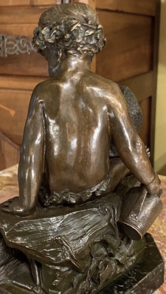 ALLÉGORIE DE L’ÉTÉ – LES ENFANTS AU jardin, BRONZE À PATINE MÉDAILLE, VERS 1900-photo-1