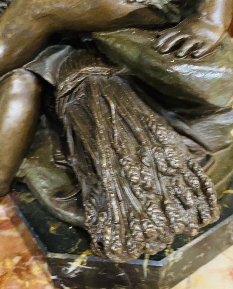 ALLÉGORIE DE L’ÉTÉ – LES ENFANTS AU jardin, BRONZE À PATINE MÉDAILLE, VERS 1900-photo-3