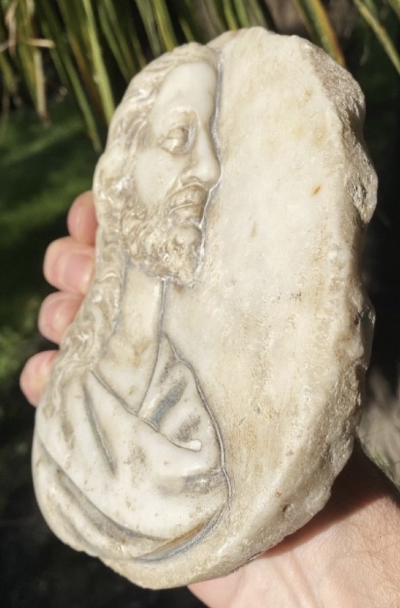 CHRIST DE PROFIL — MÉDAILLON EN MARBRE SCULPTÉ À LA MANIÈRE D’UN CAMÉE, FIN XVIIe – DÉBUT XVIII-photo-2