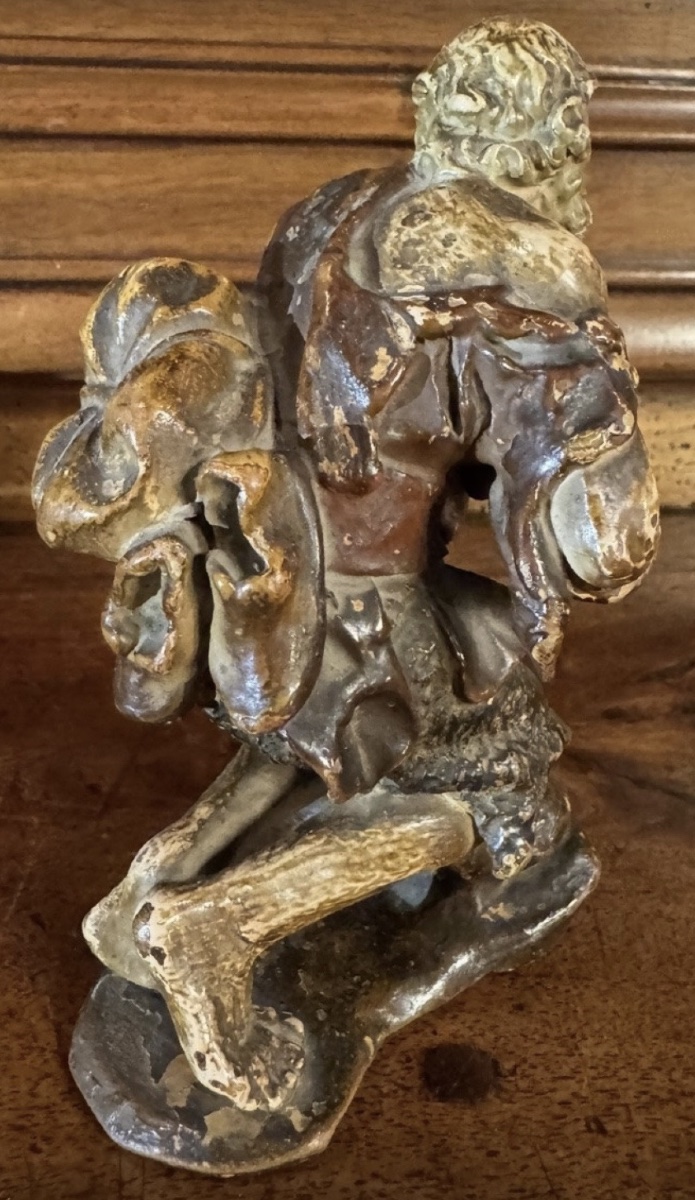 Shepherd In Adoration, Santon, 19th-century Polychrome Terracotta-photo-4