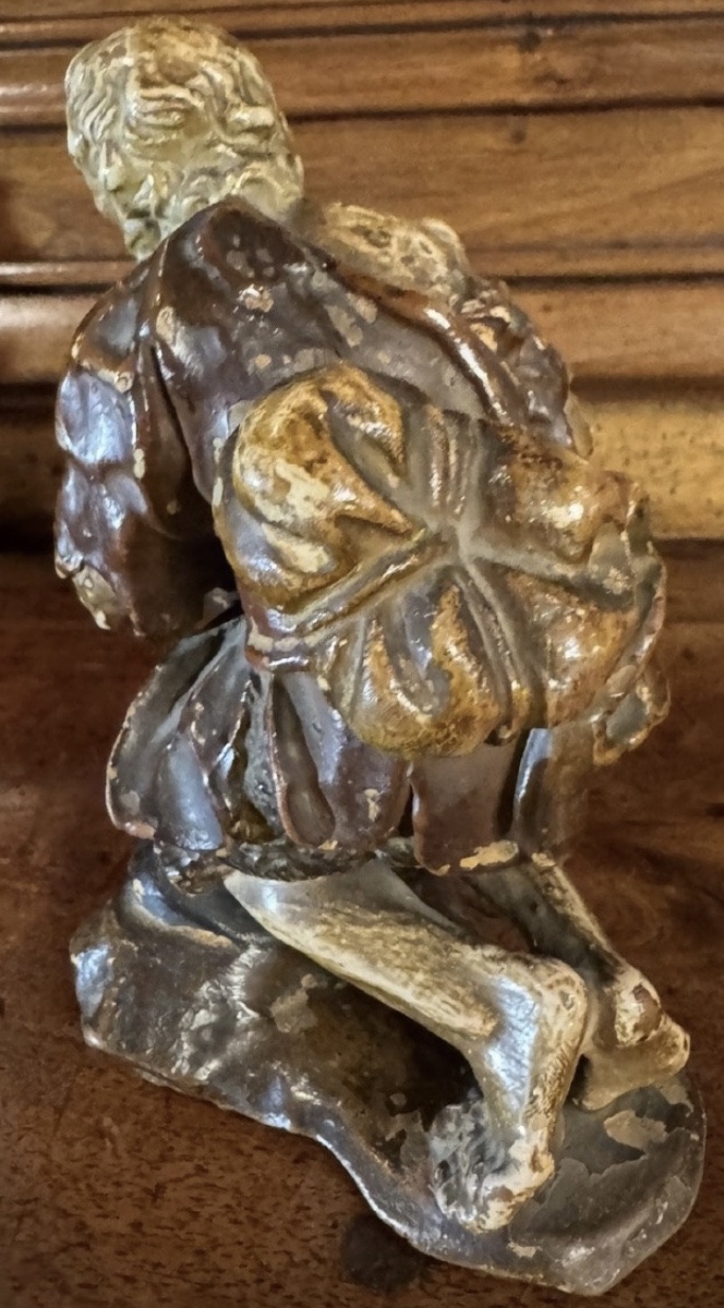 Shepherd In Adoration, Santon, 19th-century Polychrome Terracotta-photo-2