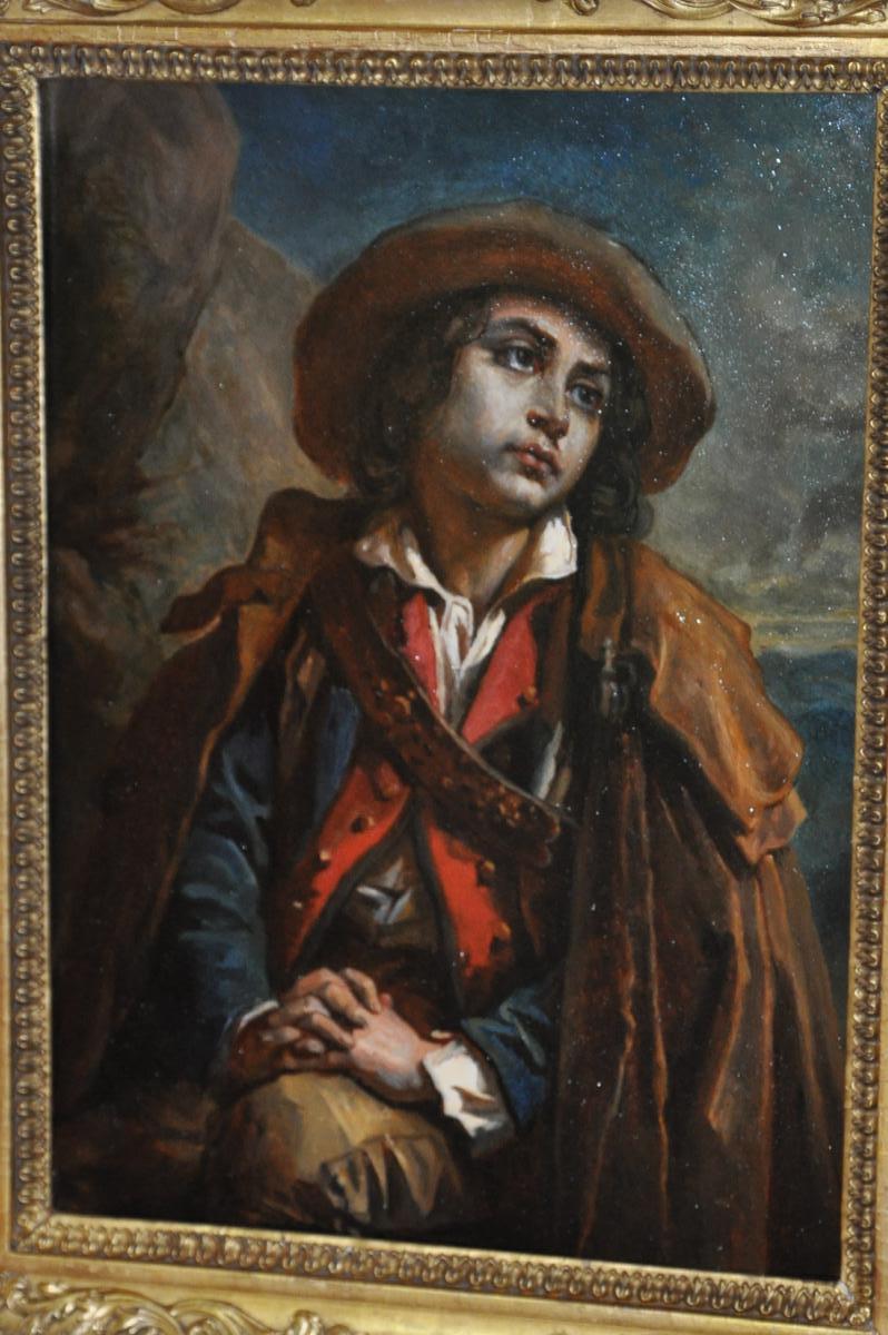 Ecole Romantique Du XIXème Siècle : Jeune Voyageur Pensif-photo-2