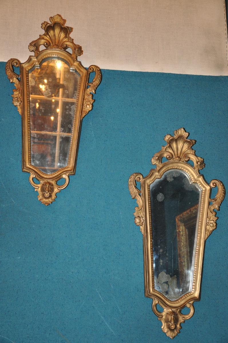 Pair Of Small Mirrors Style Italian Napoleon III-photo-4