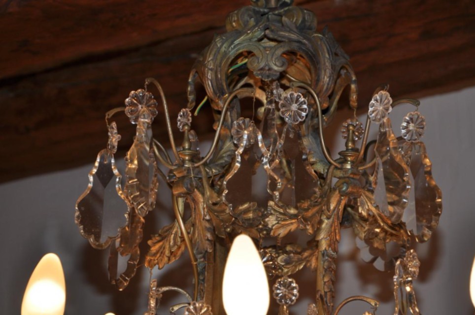 Important Napoléon III Chandelier, With Lattice Beads And Crystal Pendants-photo-4