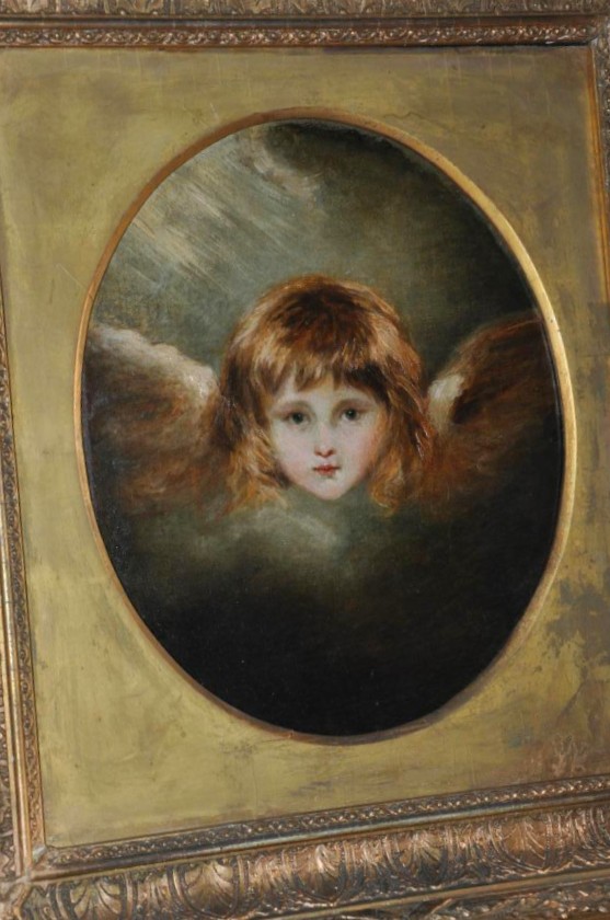 Angel Head, Oil On Canvas XIX Century, Follower Of Joshua Reynolds-photo-1