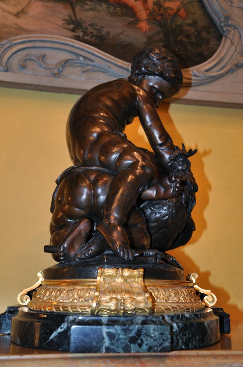 Important Bronze From The Restauration Period : Putti Playing With A Cock-photo-2