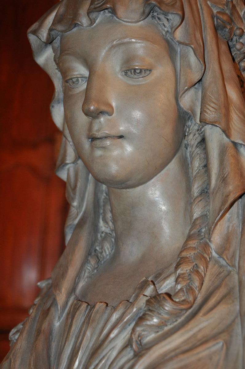 Terracotta Vestal After Simon Boizot, Early Nineteenth Century-photo-2