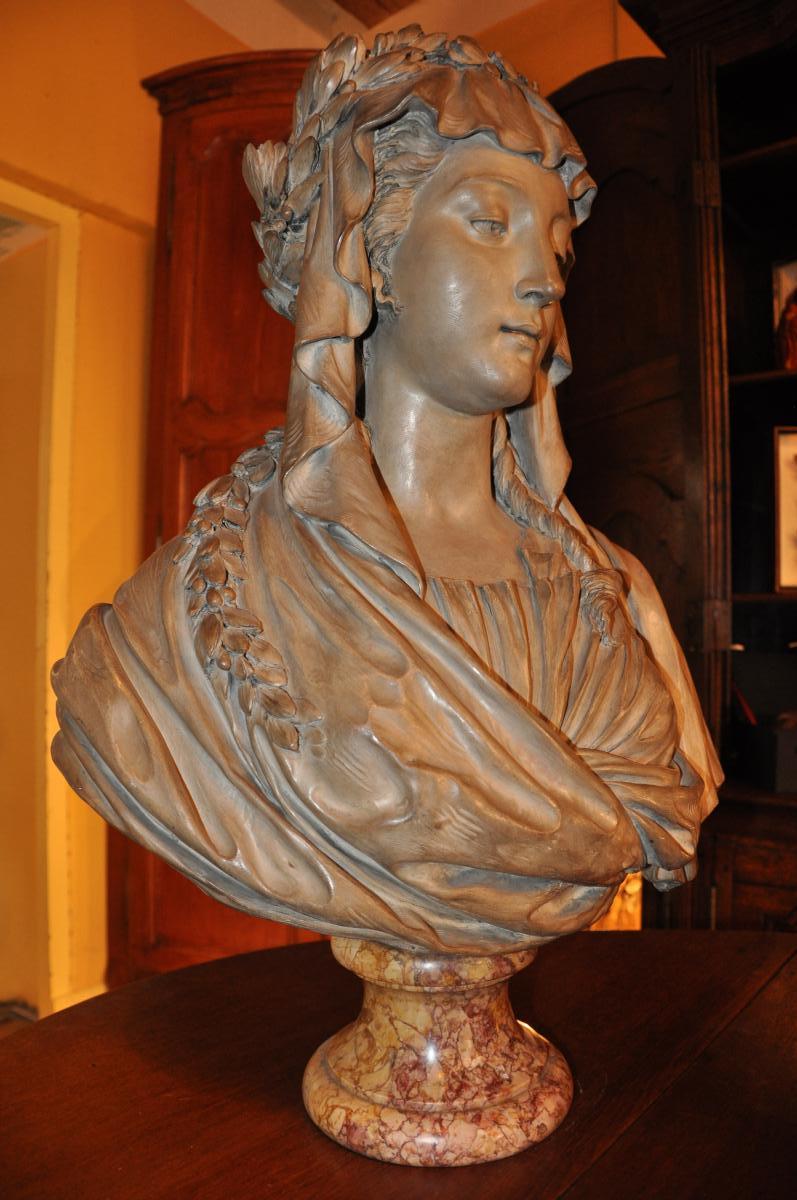 Terracotta Vestal After Simon Boizot, Early Nineteenth Century-photo-4