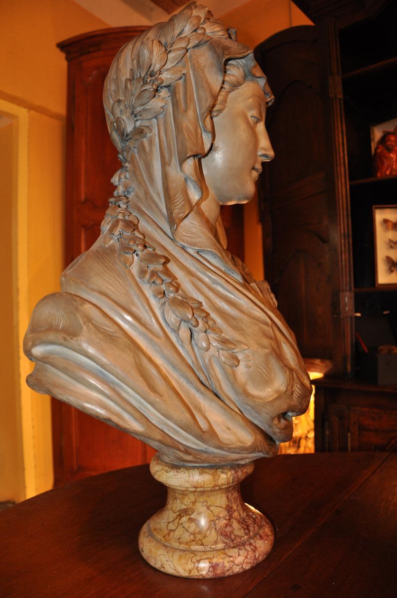 Terracotta Vestal After Simon Boizot, Early Nineteenth Century-photo-2