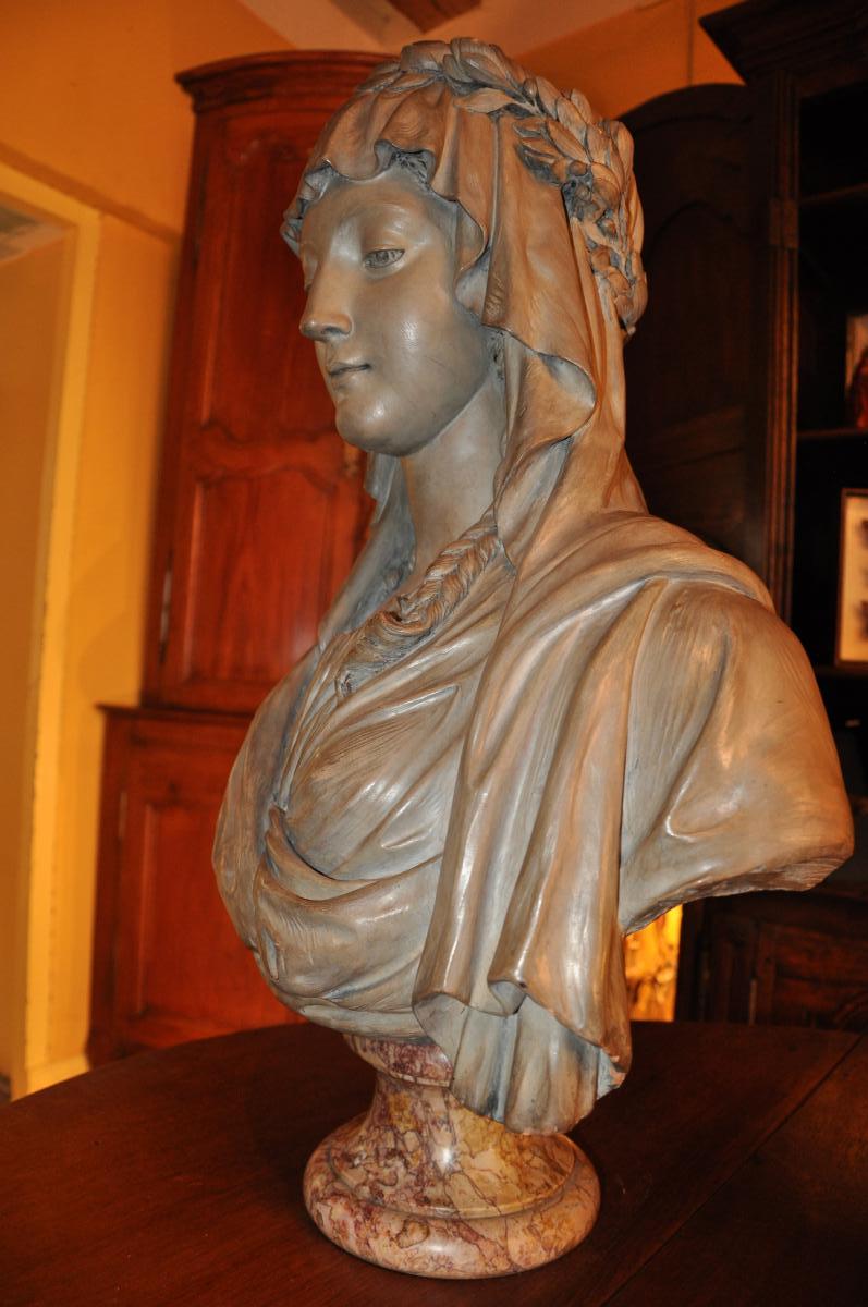 Terracotta Vestal After Simon Boizot, Early Nineteenth Century-photo-6