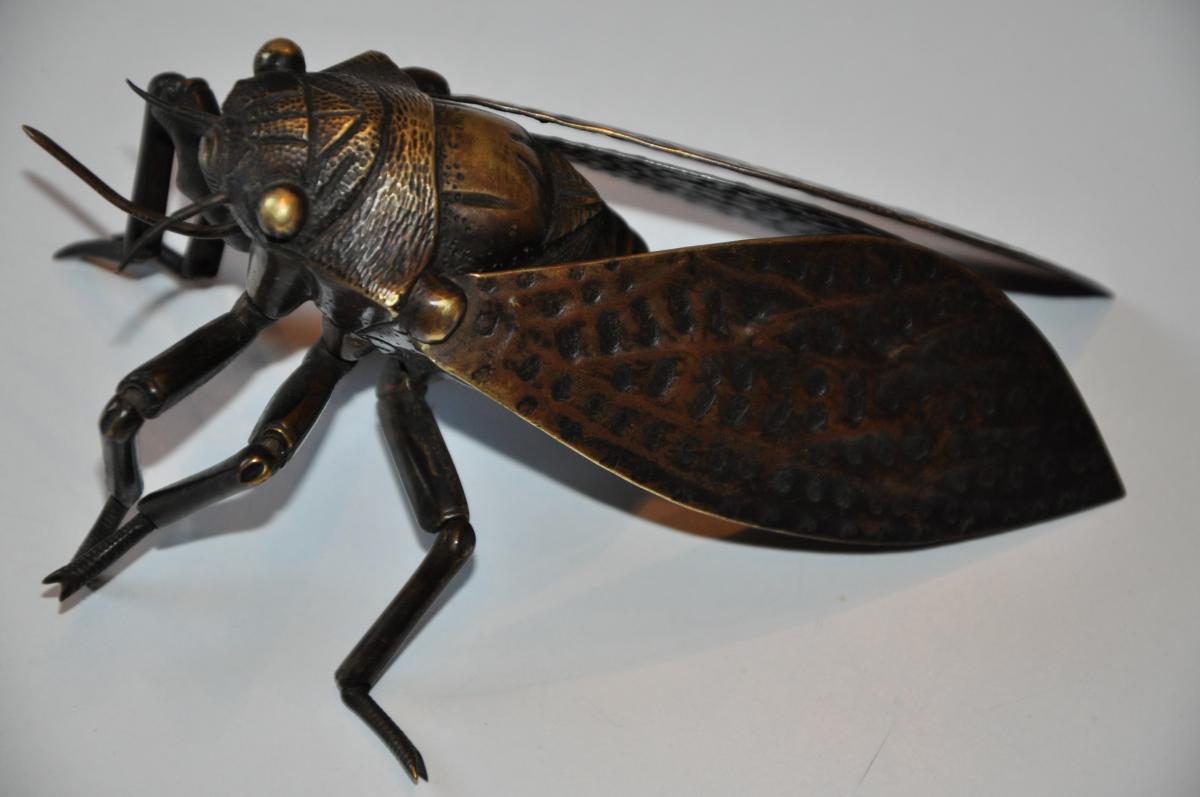 Jizai Okimono, Great Cicada Articulated, Japan Meiji Era