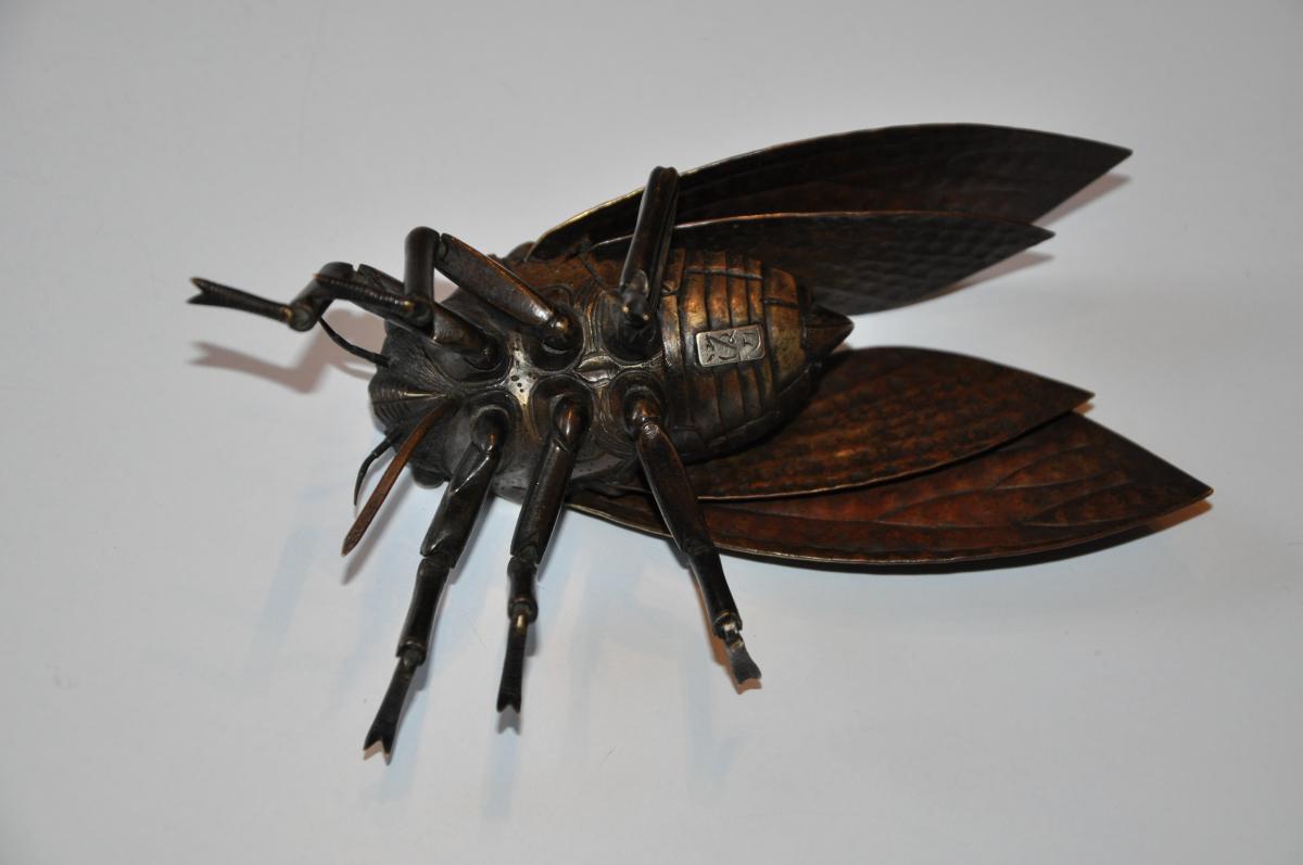 Jizai Okimono, Great Cicada Articulated, Japan Meiji Era-photo-3