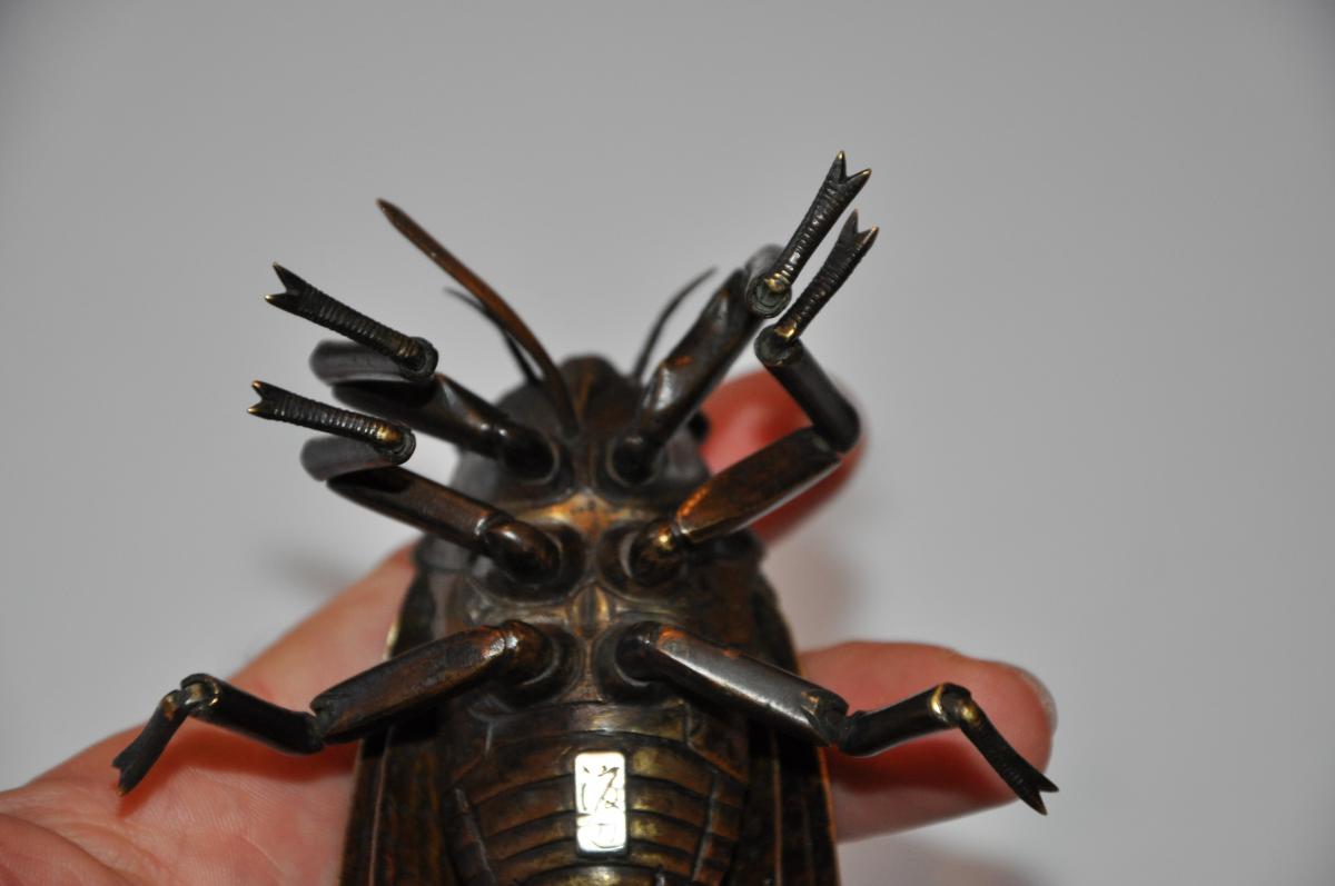 Jizai Okimono, Great Cicada Articulated, Japan Meiji Era-photo-2