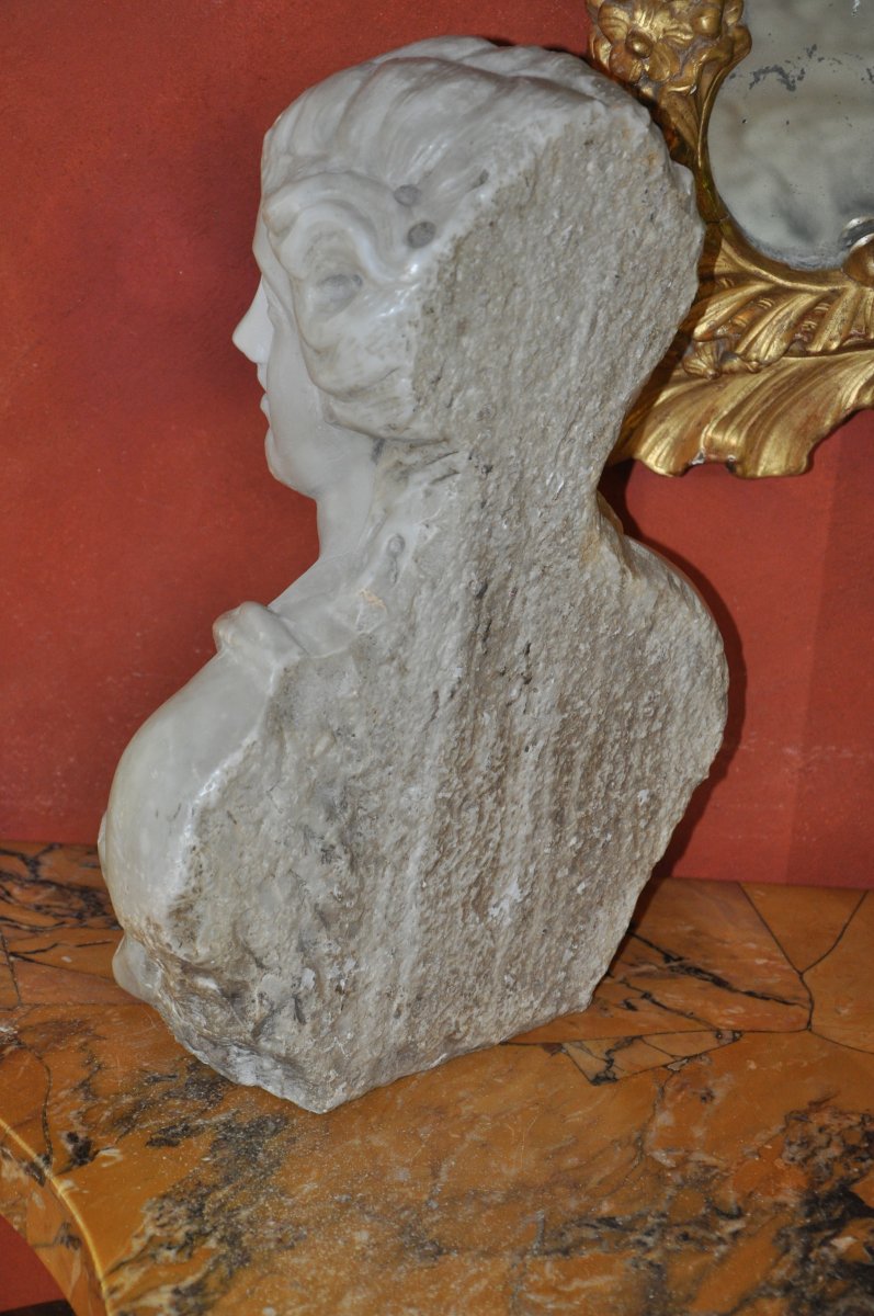 Buste De Femme En Marbre d'époque Louis XIV, Formant Terme Ou Cariatide-photo-4