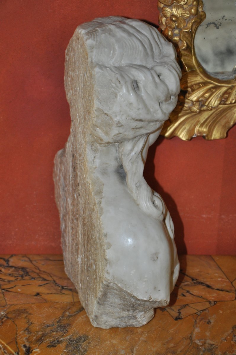 Buste De Femme En Marbre d'époque Louis XIV, Formant Terme Ou Cariatide-photo-3
