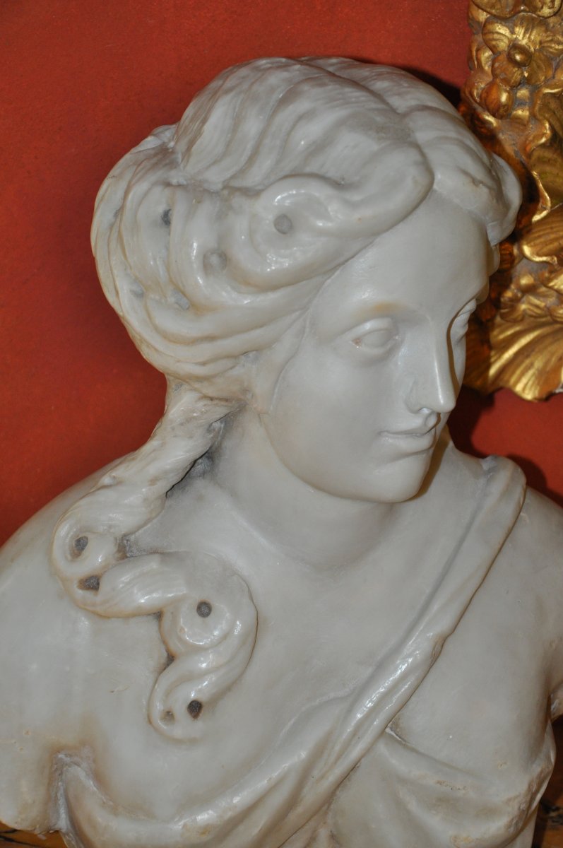 Woman Bust In Marble Louis XIV Period, Formant Term Or Cariatide-photo-6