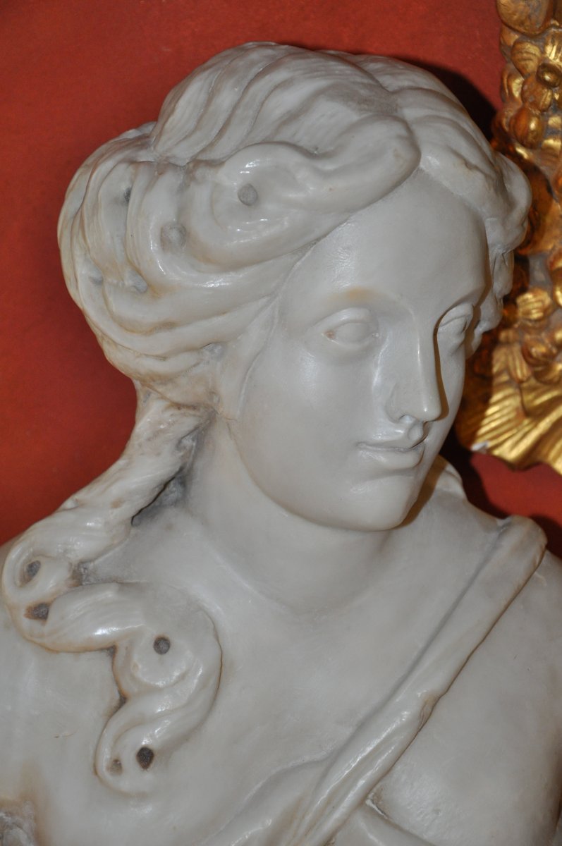 Woman Bust In Marble Louis XIV Period, Formant Term Or Cariatide-photo-7