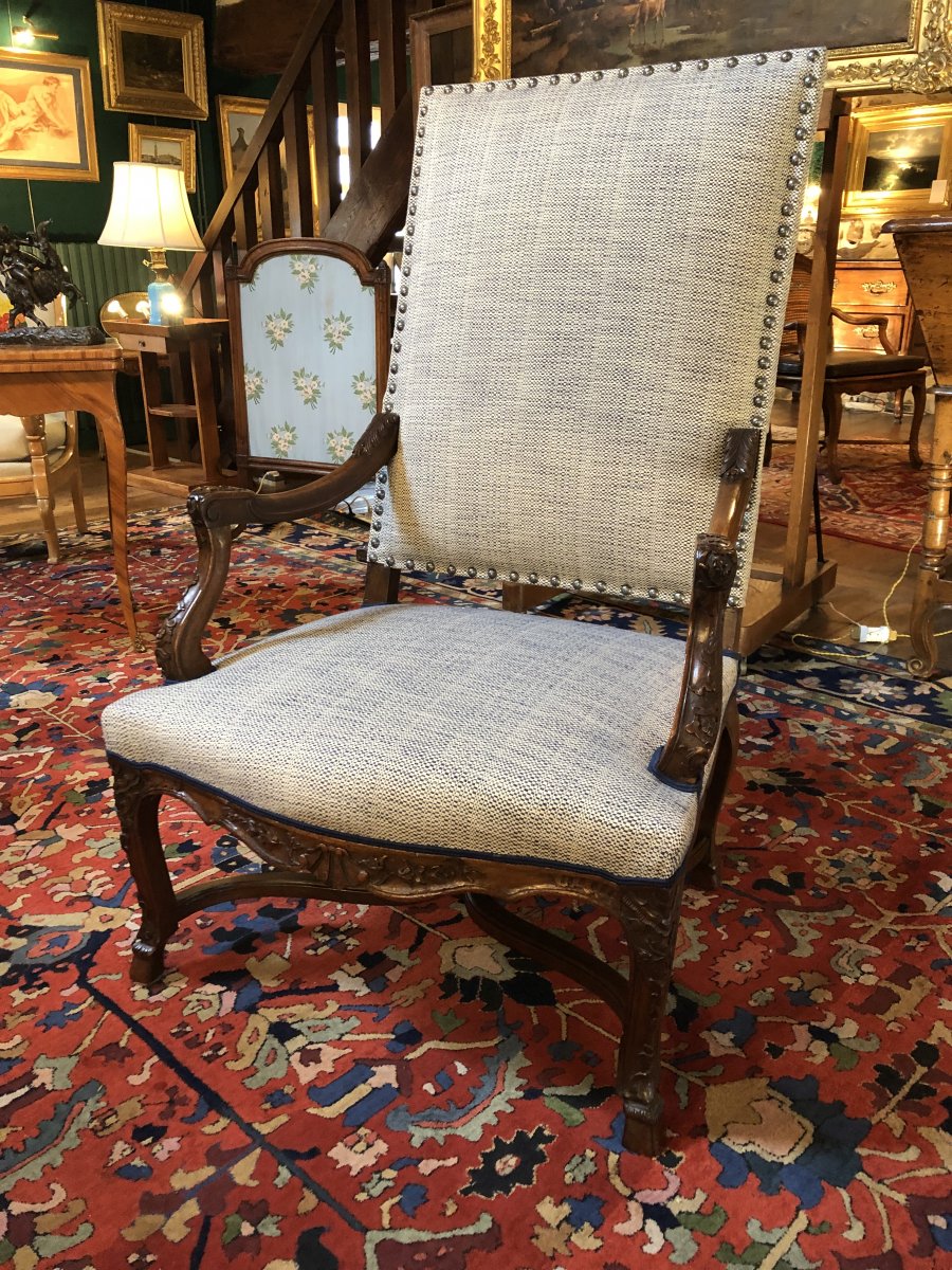 Large Armchair Regency Style Walnut-photo-5