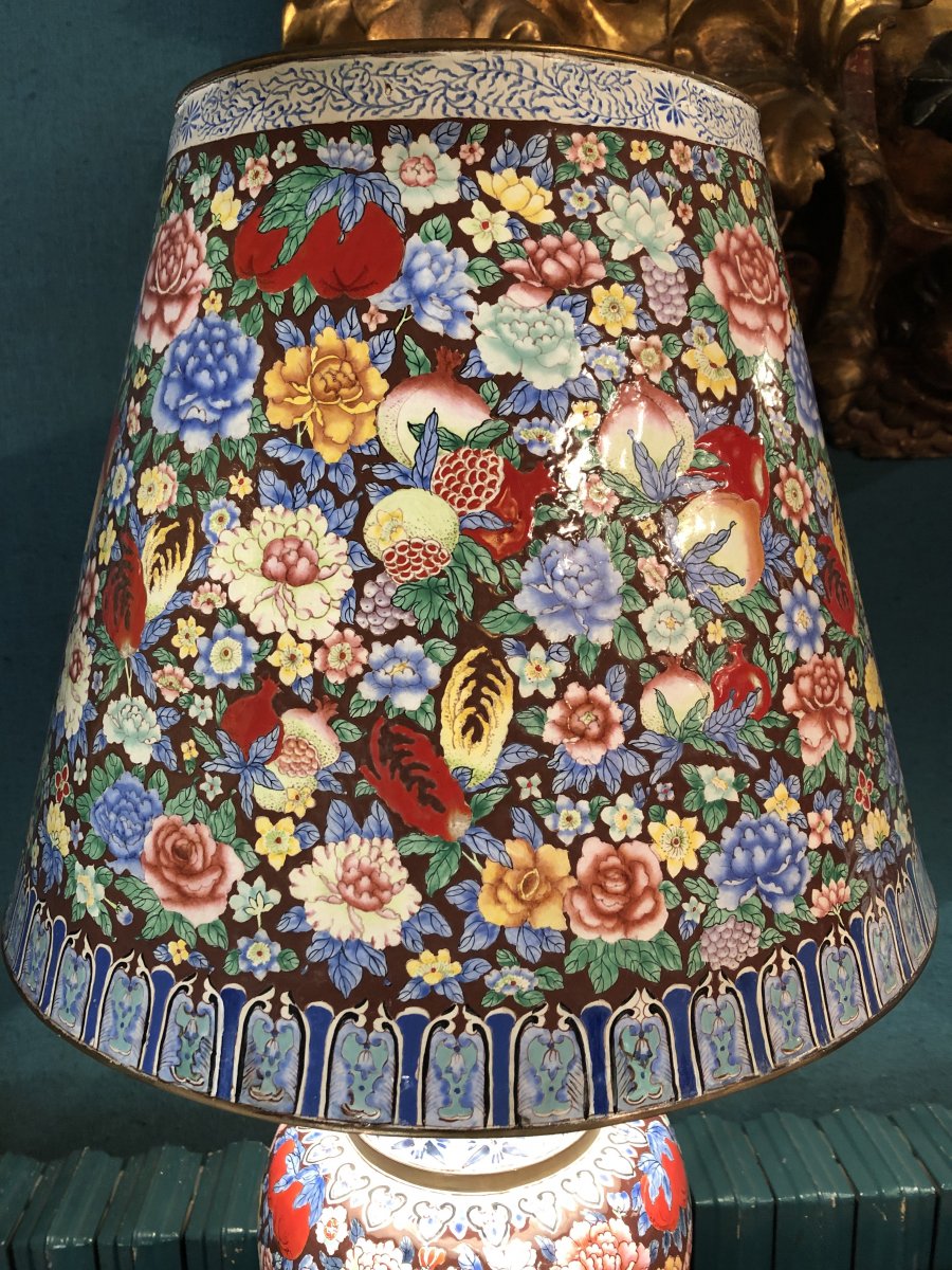 Paire De Lampe Mille fleurs en émaux Circa 1950-photo-4