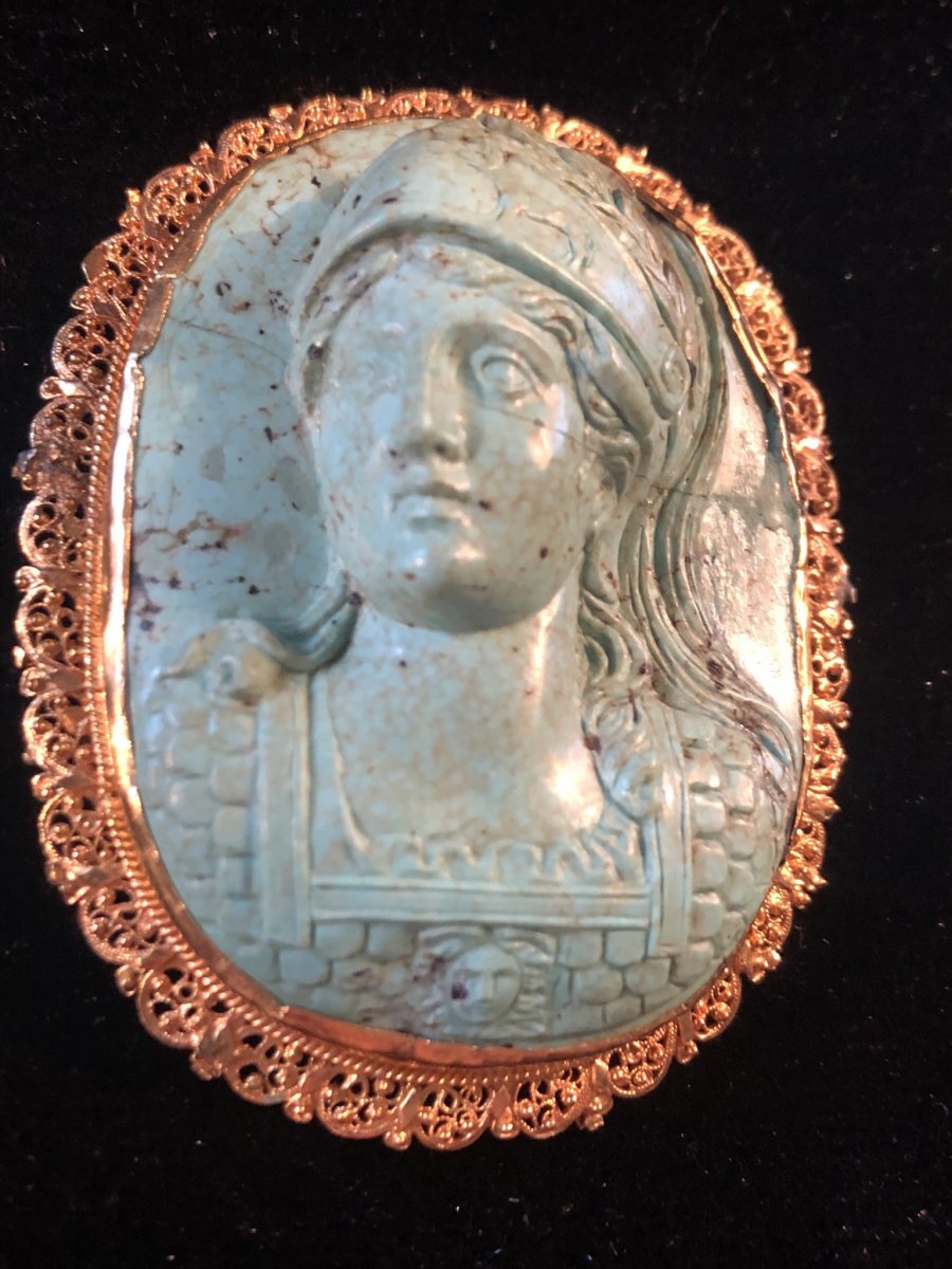 Athena, Grand Cameo In Turquoise Nineteenth Century-photo-4