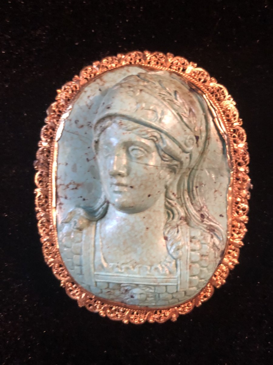 Athena, Grand Cameo In Turquoise Nineteenth Century-photo-2