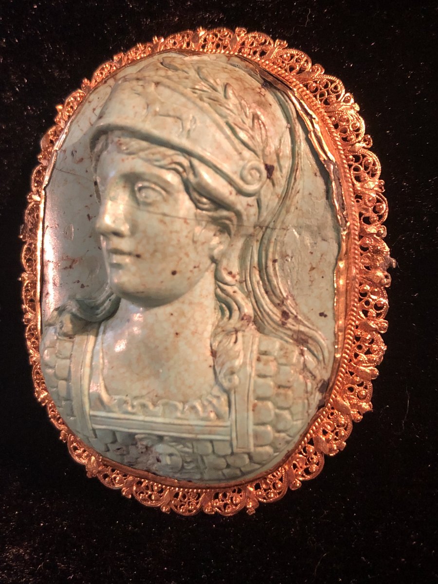 Athena, Grand Cameo In Turquoise Nineteenth Century-photo-3