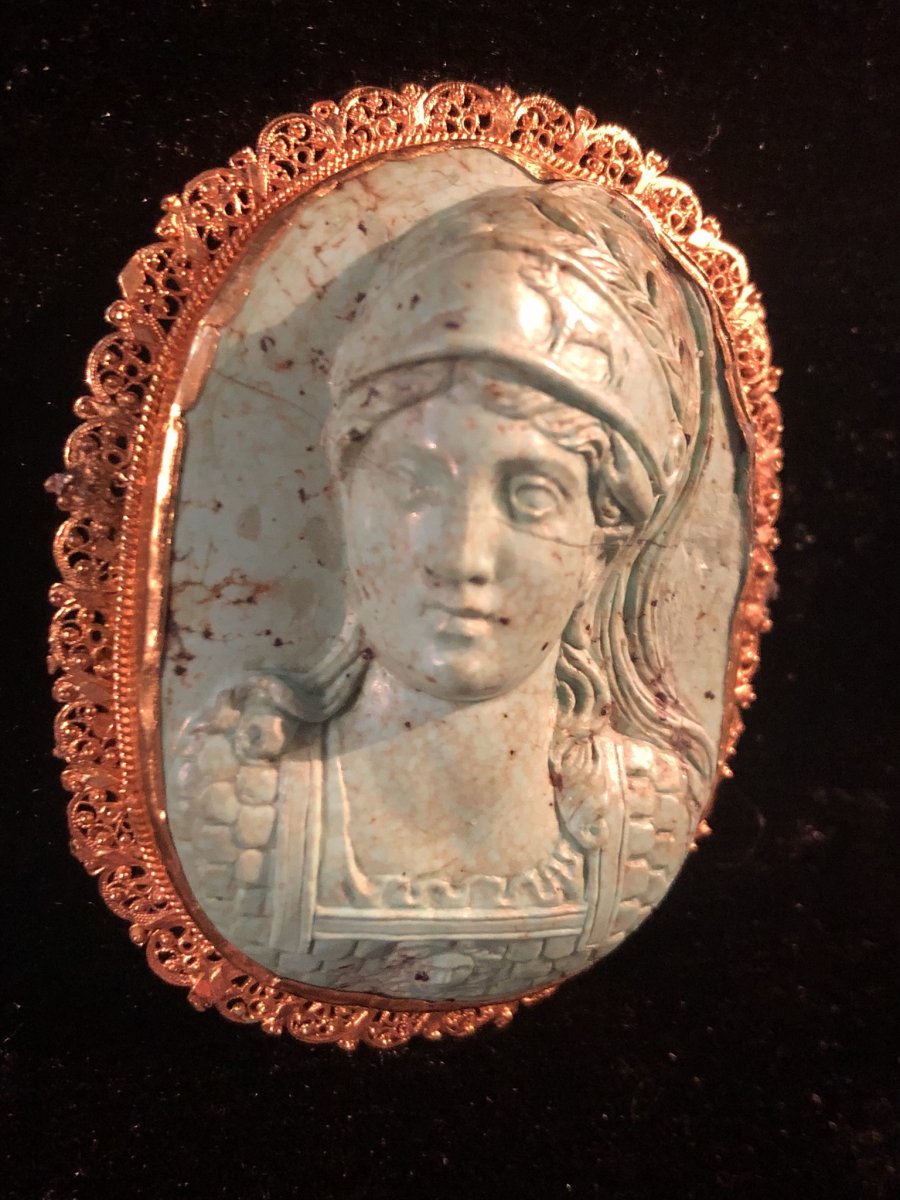 Athena, Grand Cameo In Turquoise Nineteenth Century-photo-4