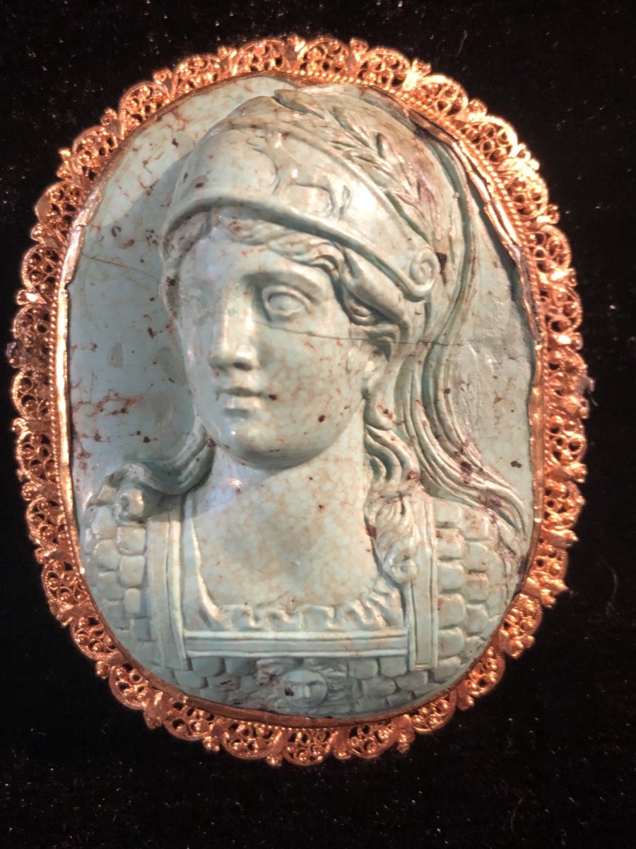 Athena, Grand Cameo In Turquoise Nineteenth Century-photo-5