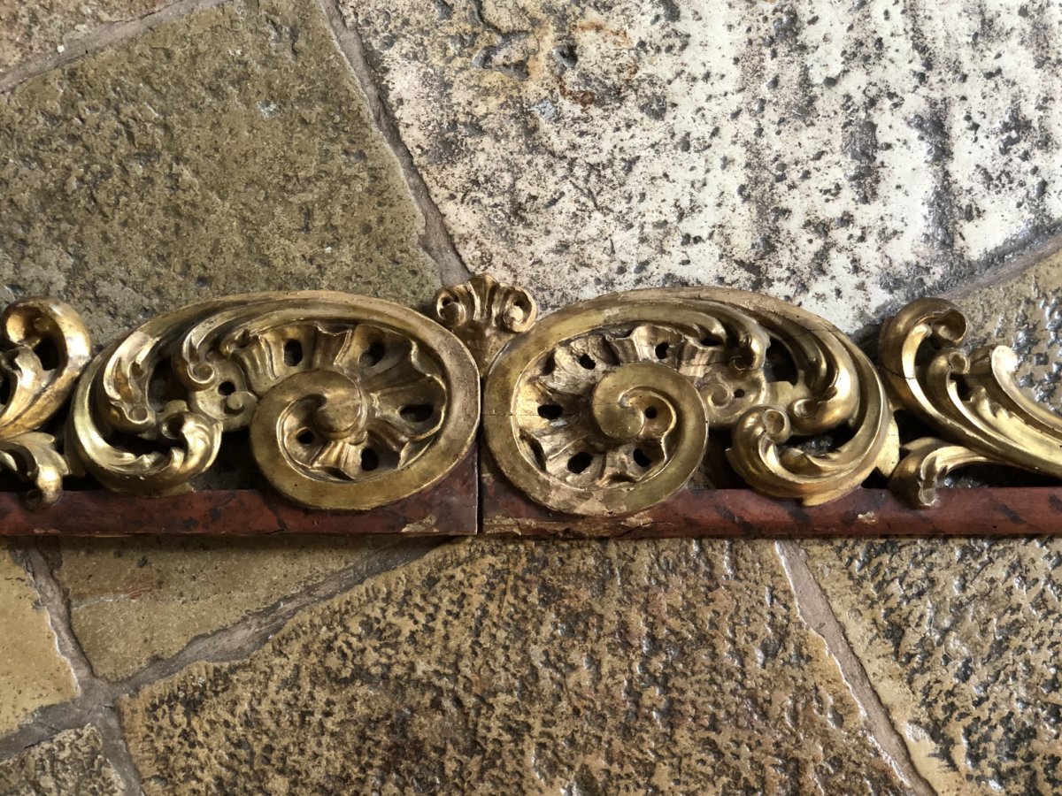 Important Baroque Decoration In Golden Wood From The 18th Century-photo-3