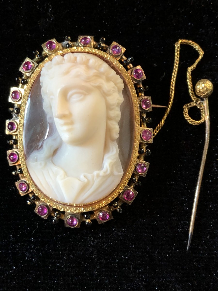 Beautiful Vestal From The Antique, Agate Cameo In High Relief XIXth Century-photo-4