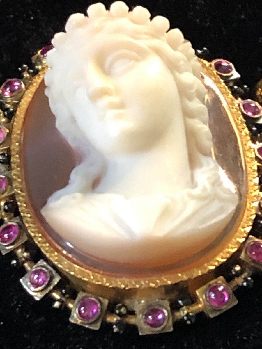 Beautiful Vestal From The Antique, Agate Cameo In High Relief XIXth Century-photo-3