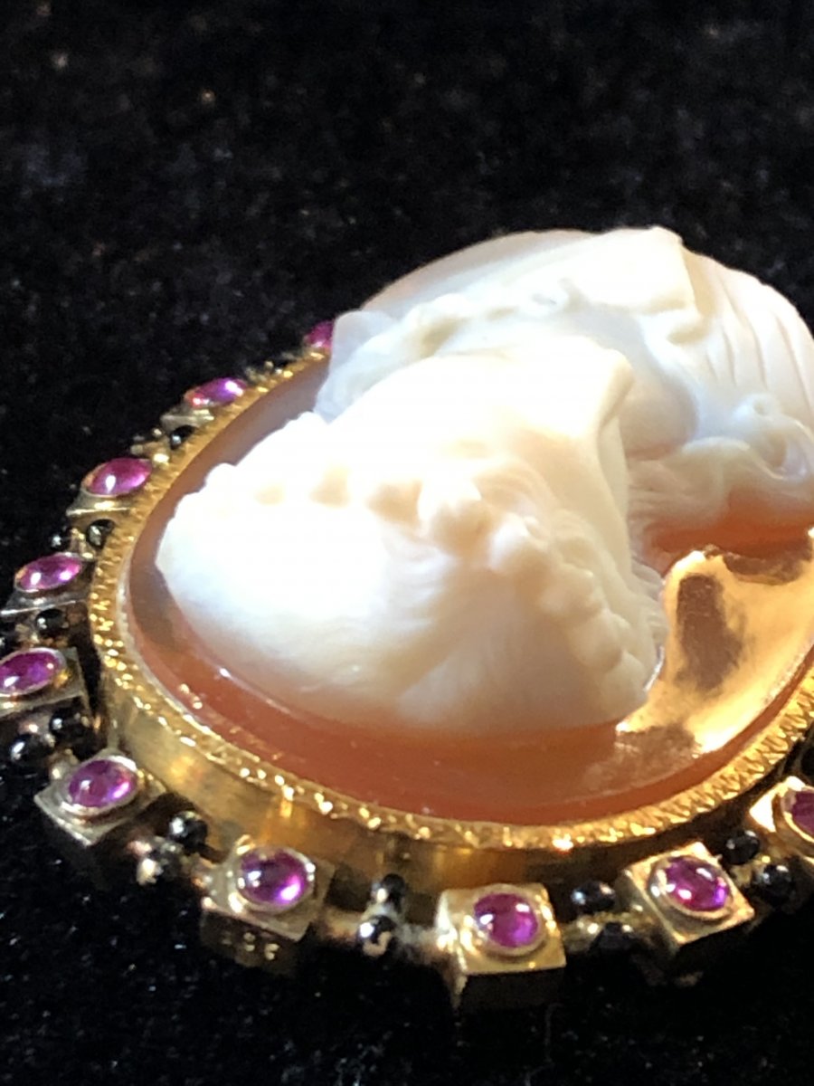 Beautiful Vestal From The Antique, Agate Cameo In High Relief XIXth Century-photo-4