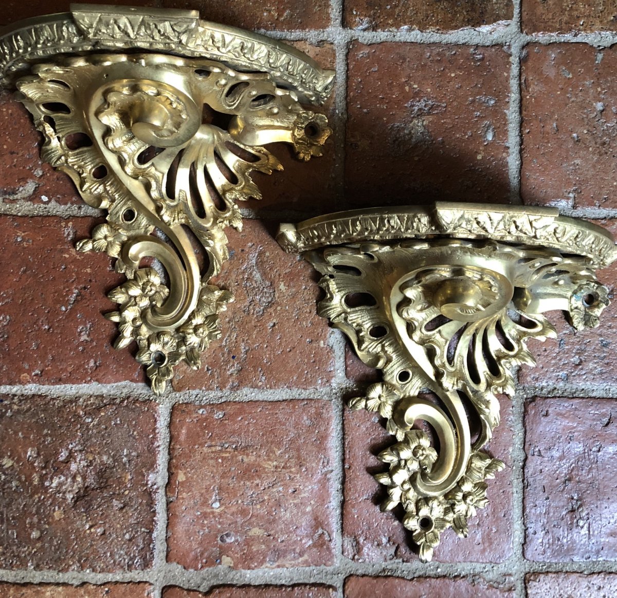 Pair Of Napoleon III Gilt Bronze Wall Consoles