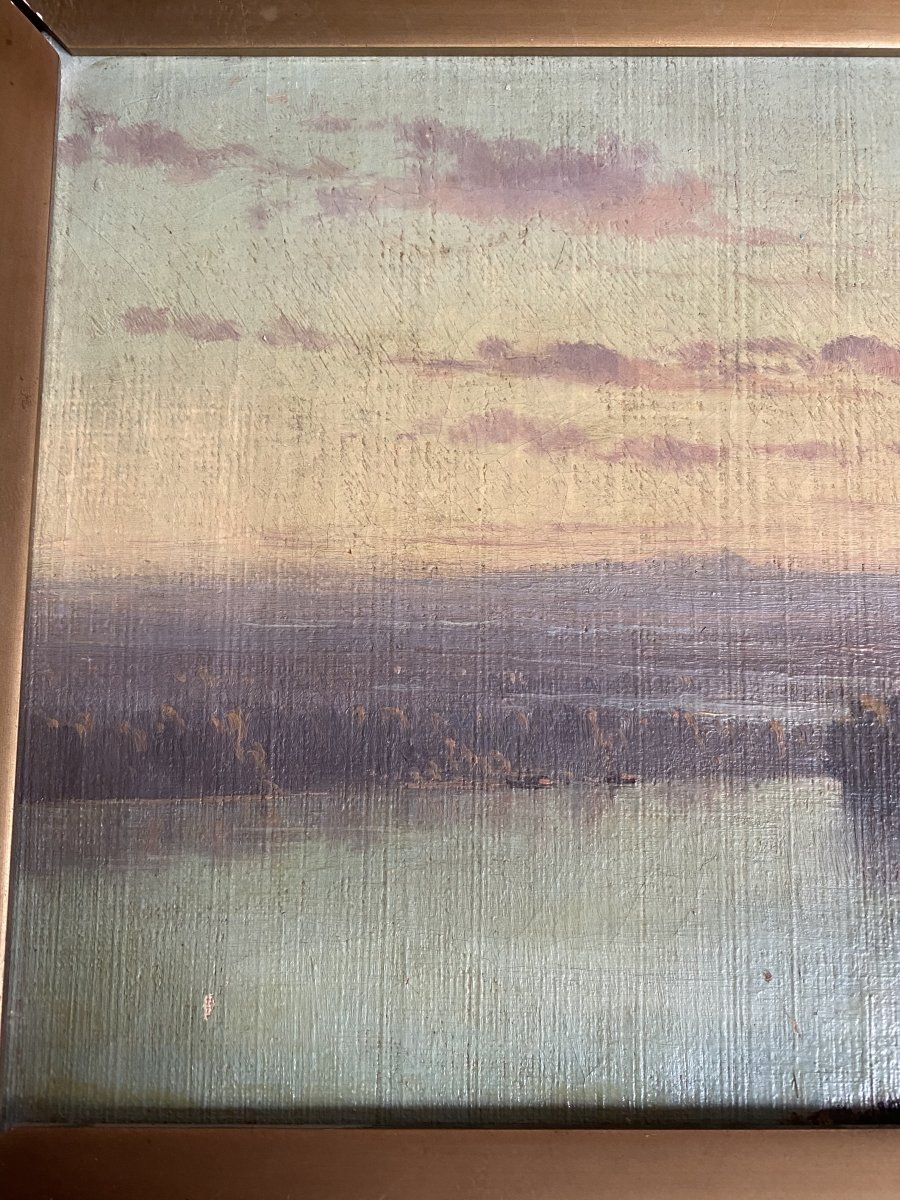Oil On Canvas: Dawn Or Twilight End Of XIX Eme Century-photo-5