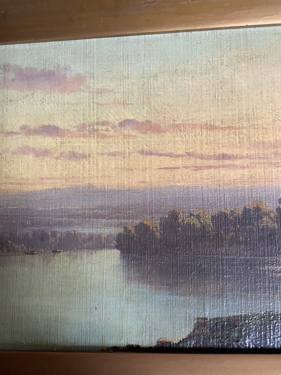 Oil On Canvas: Dawn Or Twilight End Of XIX Eme Century-photo-6