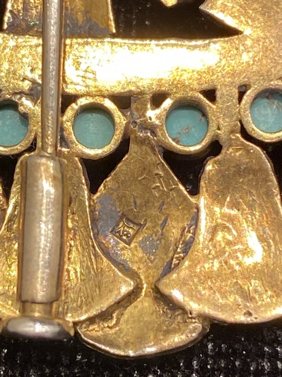 Egyptomania, Belle Broche Aux Motifs égyptiens  1ère Moitié Du XX Eme Siècle -photo-1