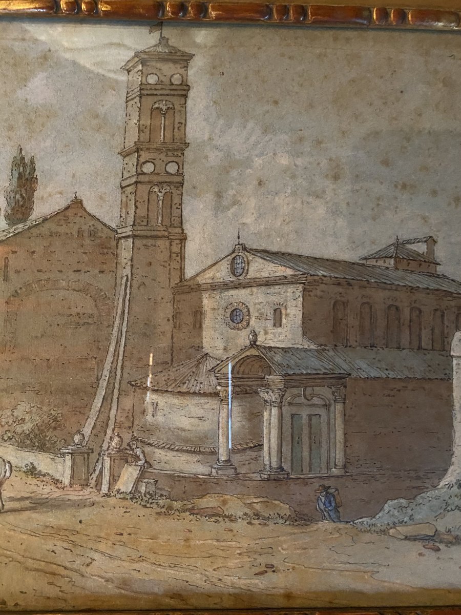 Rome, L’église De Santa Agnese Sur La Via Nomentana. Gouache Animée Du XVIII Eme Siècle -photo-6