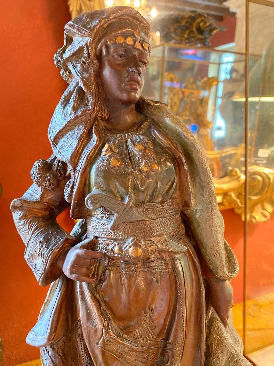 Oriental Warrior Woman, Large Terracotta From XIX Eme Century-photo-5