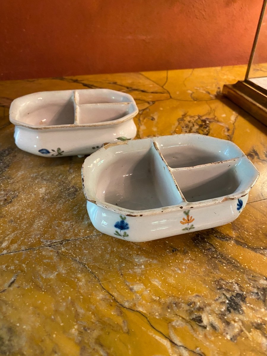 Rare Paire De Salerons Ou épiciers à Trois Compartiments XVIII Eme  Siècle -photo-3