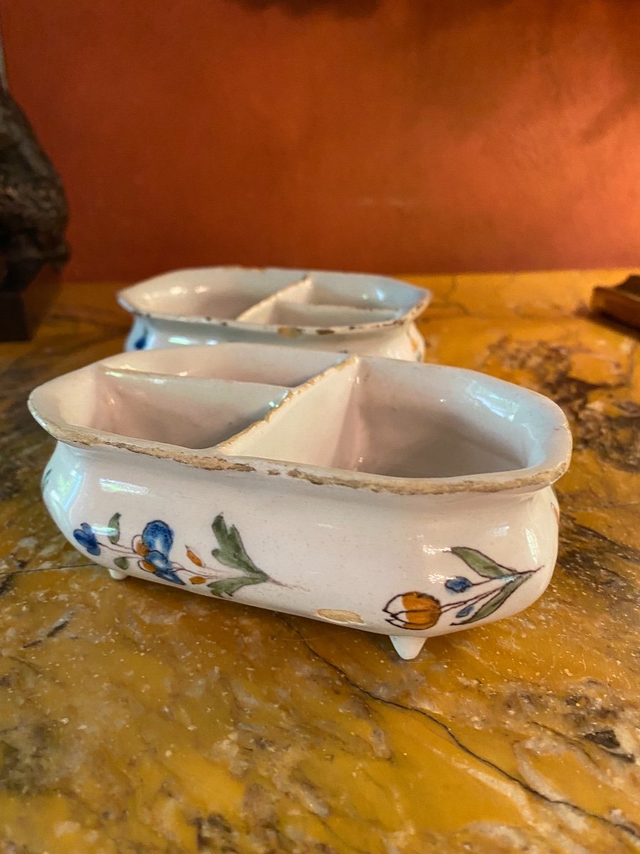 Rare Paire De Salerons Ou épiciers à Trois Compartiments XVIII Eme  Siècle 