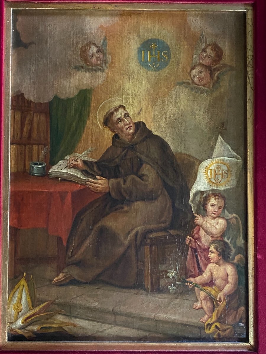 Saint Ignace De Loyola Dans Son Cabinet De Travail, Huile Sur Toile Du XVIII Eme Siècle -photo-2