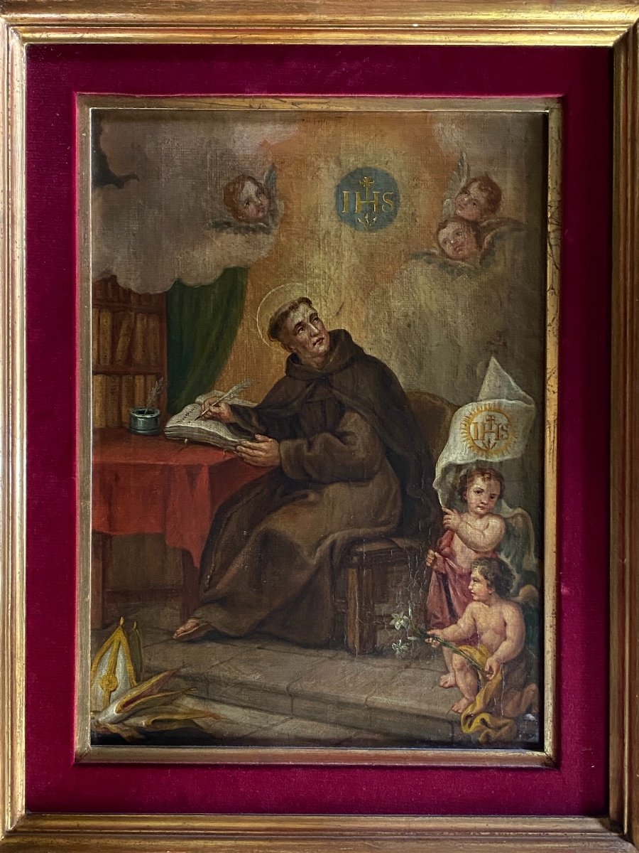 Saint Ignace De Loyola In His Cabinet Of Work, Oil On Canvas From XVIII Eme Century-photo-4