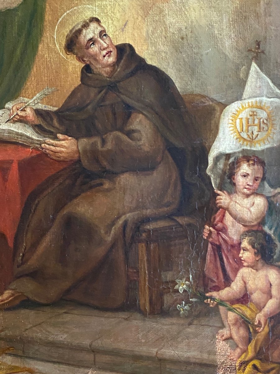 Saint Ignace De Loyola In His Cabinet Of Work, Oil On Canvas From XVIII Eme Century-photo-3