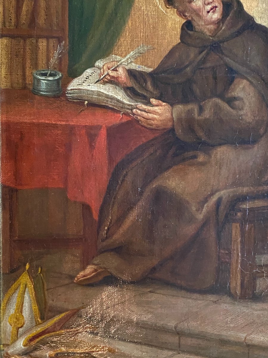 Saint Ignace De Loyola In His Cabinet Of Work, Oil On Canvas From XVIII Eme Century-photo-7