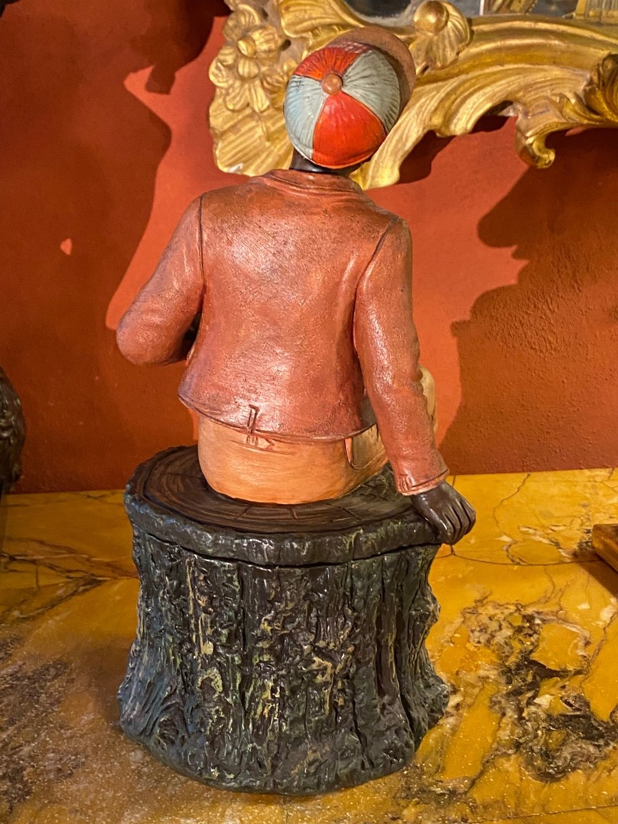 Anthropomorphic Covered Pot In Polychrome Terracotta-photo-4