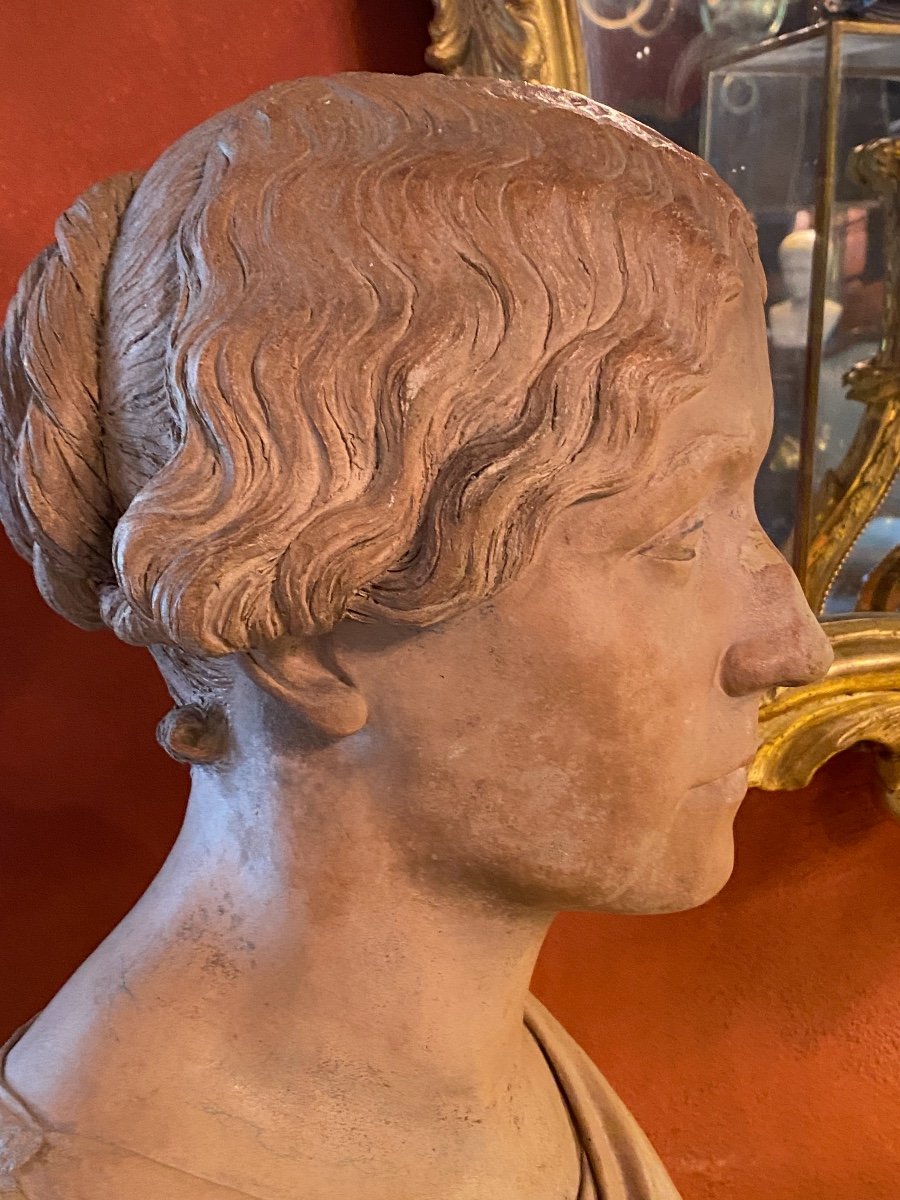 Buste De Femme En Terre Cuite Signé Edmond Noël Et Daté Janvier 1850-photo-6