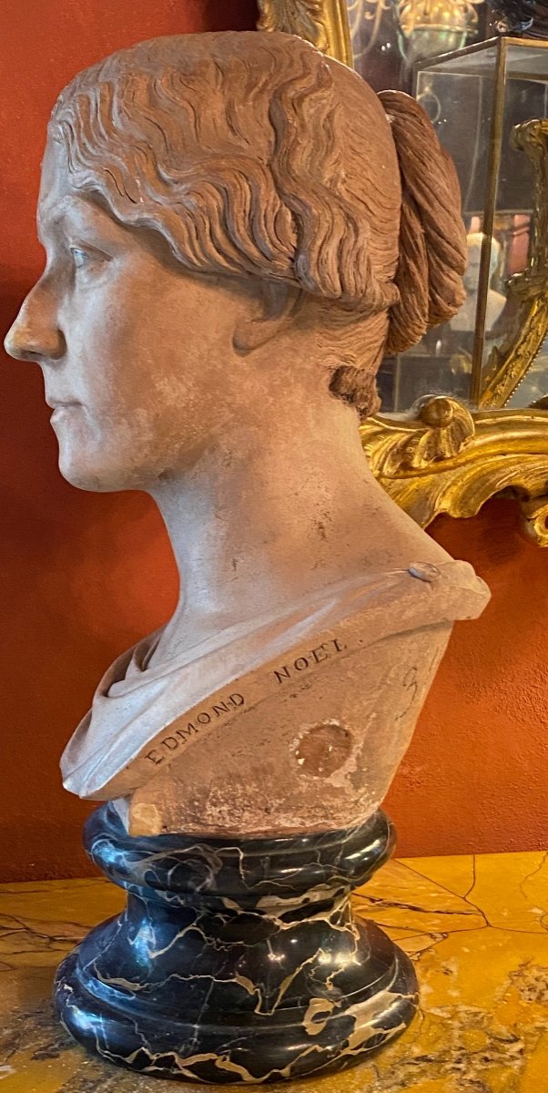 Buste De Femme En Terre Cuite Signé Edmond Noël Et Daté Janvier 1850-photo-8